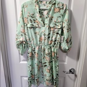 Mint floral mini dress